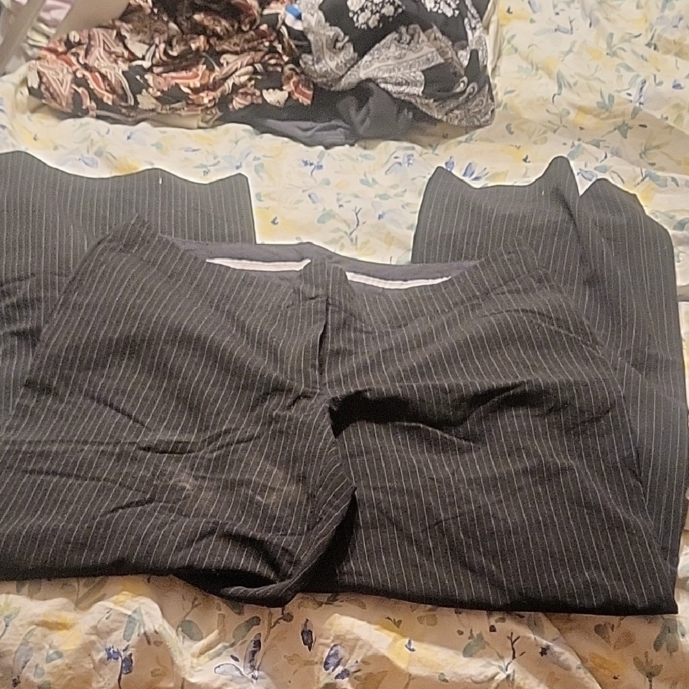 SLANE Black Pinstripe Straight Leg Pants